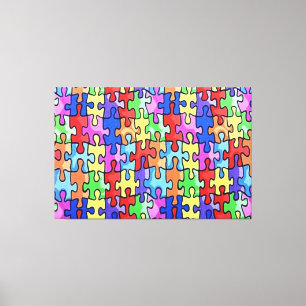 PUZZLE PIECES AUTISM 3 Panel Leinwand Mauer Art