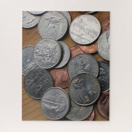 Puzzle - Pièces de monnaie américaines sur une tab