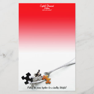 Puzzle Pieces Fork Red White Ombre Briefpapier