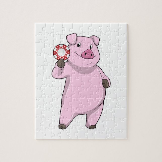 Puzzle Pig au Poker avec des jetons de Poker (Vertical)