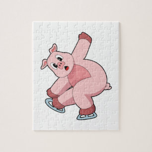 Puzzle Pig Patinage sur glace Patins sur glace
