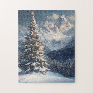 Puzzle Pin à neige sur un versant d'hiver