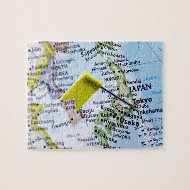 Puzzle Pingle de carte placée à Tokyo, Japon sur la carte (Horizontal)