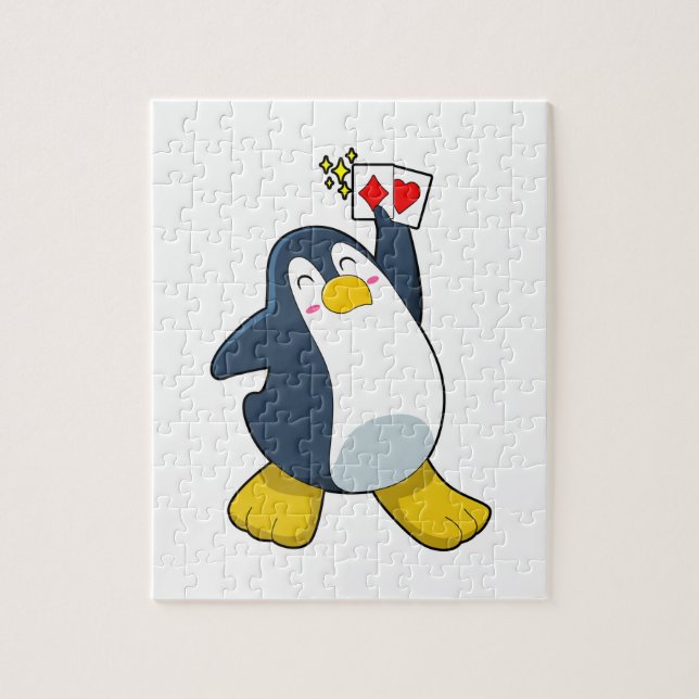 Puzzle Pingouin au Poker avec cartes de Poker (Vertical)