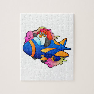 Puzzle Pingouin comme pilote avec avion