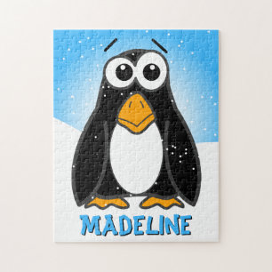 Puzzle Pingouin mou dans la neige avec les enfants Nom am