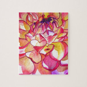 Puzzle Pink Dahlia fleurs aquarelle art