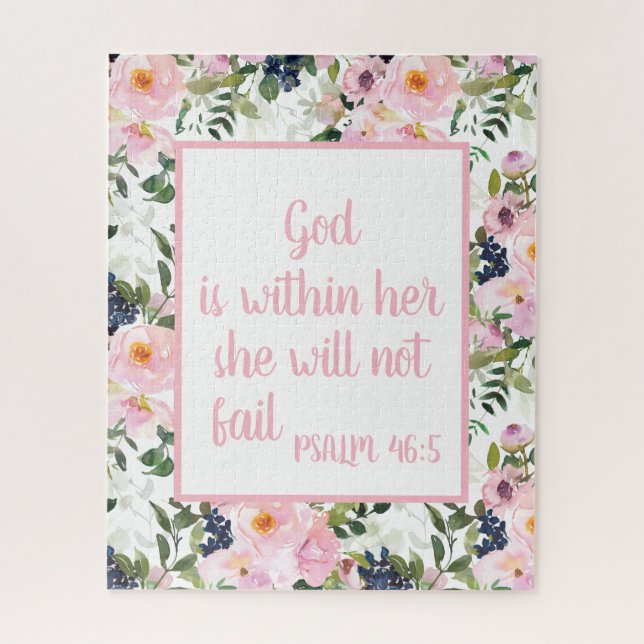 Puzzle Pink Floral blanc Bible chrétienne Verse Dieu dans (Vertical)