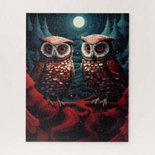 Puzzle Pins et neige pour couples de chouettes