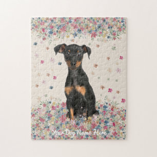 Puzzle Pinseur miniature avec oreilles non rognées et san