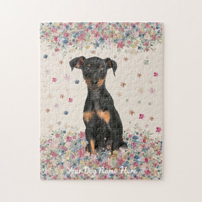 Puzzle Pinseur miniature avec oreilles non rognées et san (Vertical)