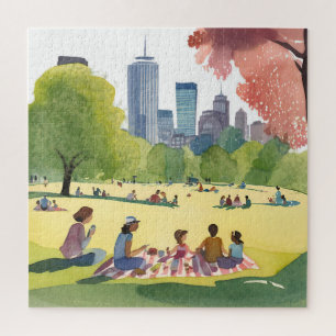 Puzzle Pique-nique commun de Boston   Peinture d'aquarell