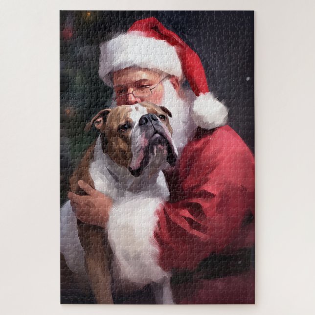 Puzzle Pitbull avec Noël Festif du Père Noël (Vertical)