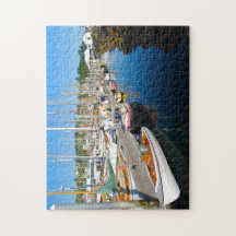 Puzzle pittoresque de skiff de pinte