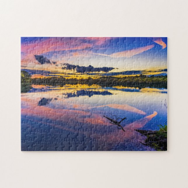 Puzzle Pittoresque Sunset Lake Réfection Nature Paysage (Horizontal)