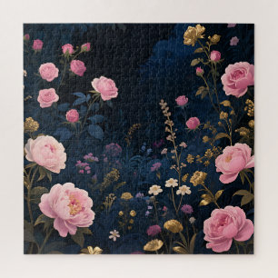 Puzzle Pivoine Rose Jardin de Minuit en Fleur