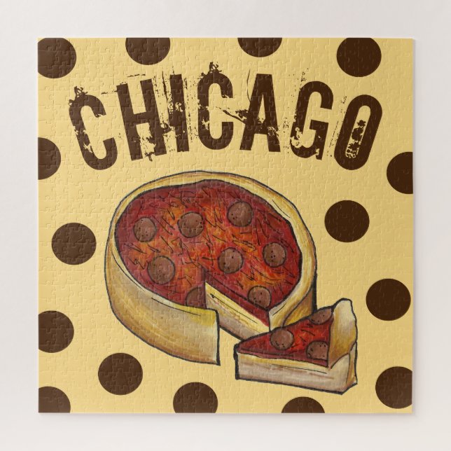 Puzzle Pizza à plat profond de Chicago Illinois (Vertical)