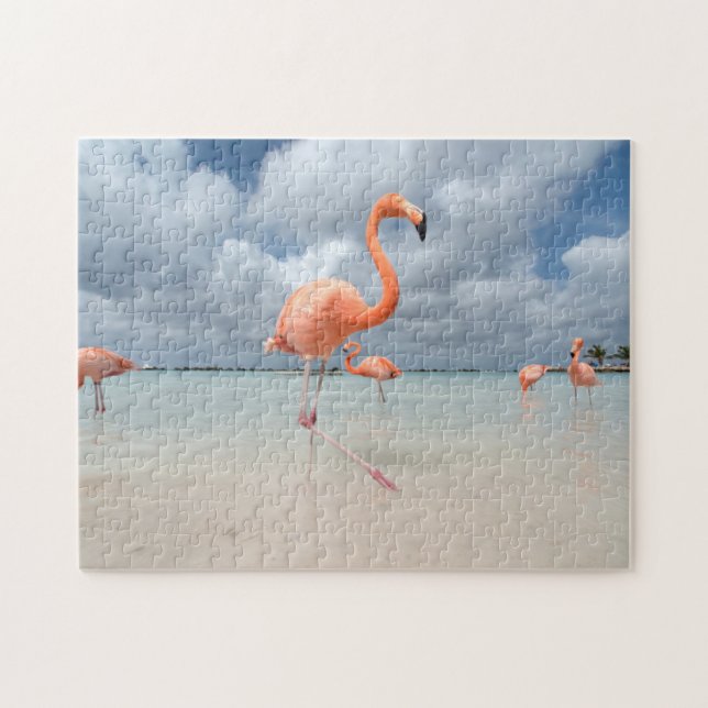 Puzzle Plage Aruba de Flamants roses (Horizontal)