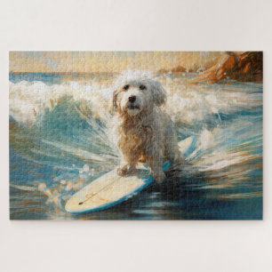 Puzzle Plage de Coton De Tulear Peinture de surf