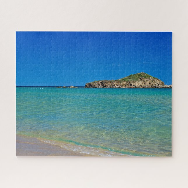 Puzzle Plage de sable doré avec eau turquoise & îlet (Horizontal)