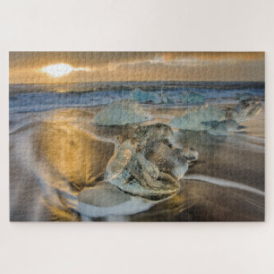 Puzzle Plage de sable noir   Jokulsarlon sud de l'Islande