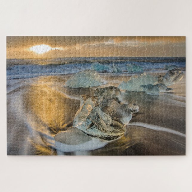 Puzzle Plage de sable noir | Jokulsarlon Sud Islande (Horizontal)