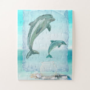Puzzle Plage Dolphins Aquarelle Art