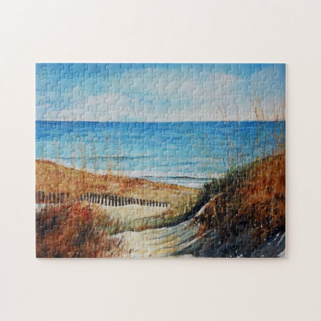 Puzzle Plage Dunes de sable Peinture Océanique (Horizontal)
