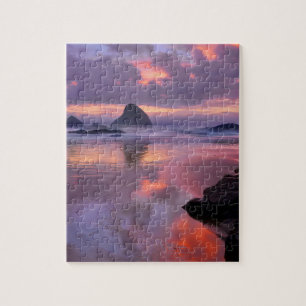 Puzzle Plage et stacks de l'Oregon, coucher de soleil