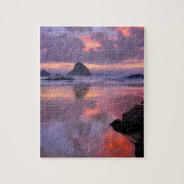 Puzzle Plage et stacks de l'Oregon, coucher de soleil (Vertical)
