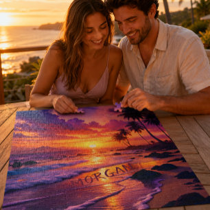 Puzzle Plage personnalisée au coucher du soleil tropical