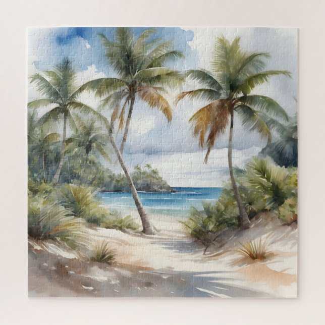 Puzzle Plage tropicale avec palmiers (Vertical)