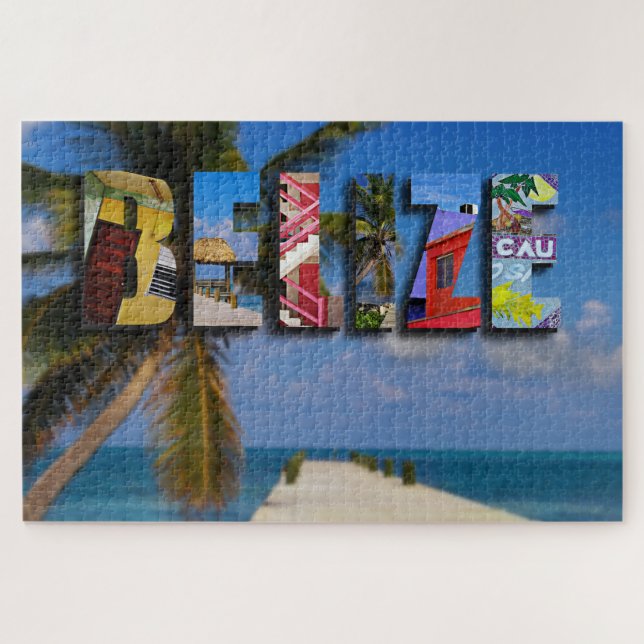 Puzzle Plage tropicale du Belize, océan bleu, voyage (Horizontal)