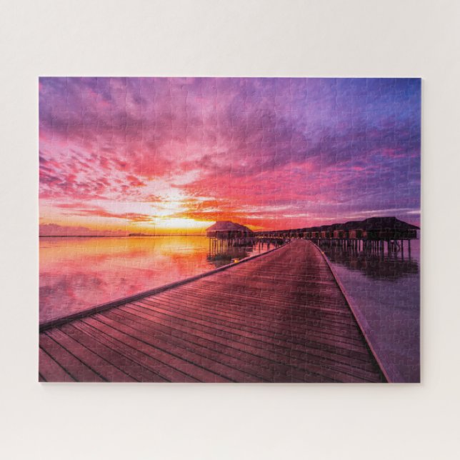 Puzzle Plages tropicales | Coucher de soleil aux Maldives (Horizontal)