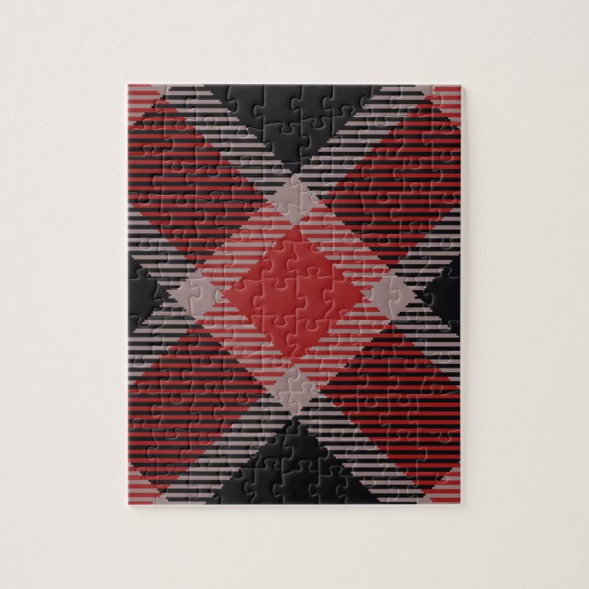 Puzzle Plaid noir et rouge de Noël de guingan de flanelle (Vertical)