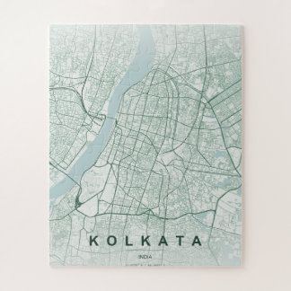Puzzle Plan de la ville de Kolkata en design minimal