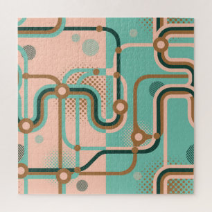 Puzzle Plan de métro Abstrait, double motif.