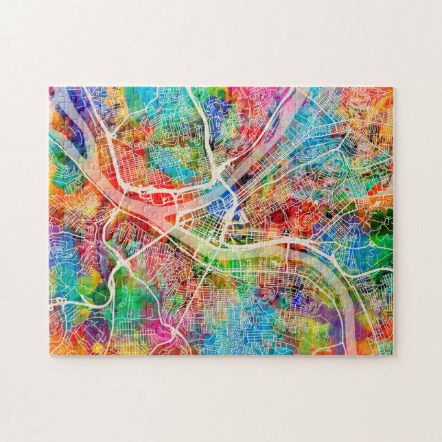 Puzzle Plan de ville de Pittsburgh Pennsylvanie (Horizontal)