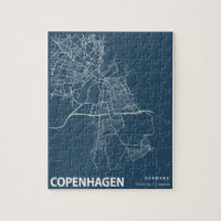 Plan ville de Copenhague Ligne Art bleu Imprimer