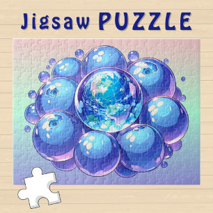 Puzzle Planète Terre Bleuet style bande dessinée -