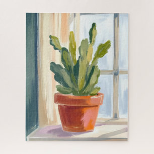 Puzzle Plante de cactus Aquarelle botanique verte