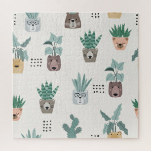 Puzzle Plantes de dessin : Visage d'ours sans couture