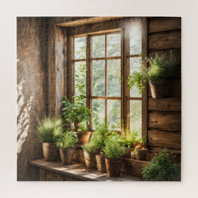 Puzzle Plantes Posés Dans Une Fenêtre Ensoleillée (Vertical)