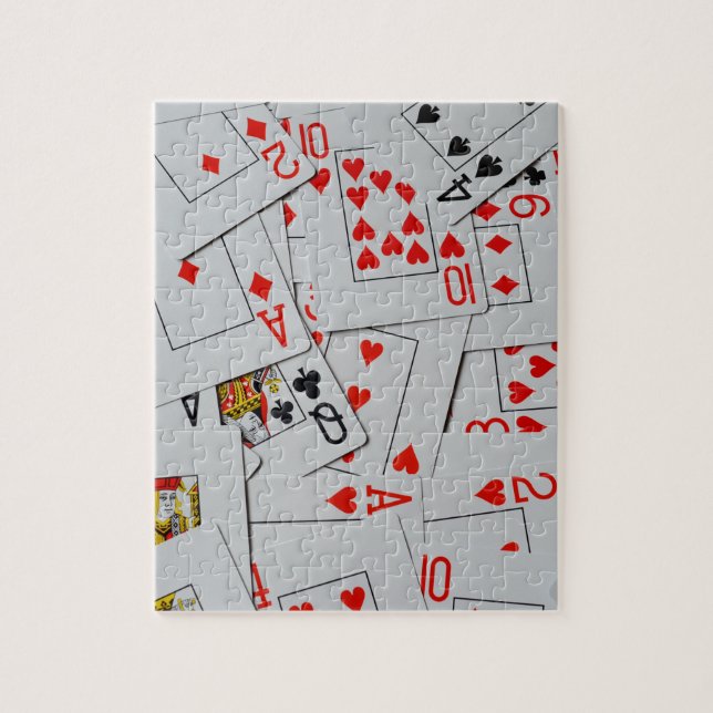 Puzzle Plateau De Motif De Cartes De Jeu Éparpillées, (Vertical)