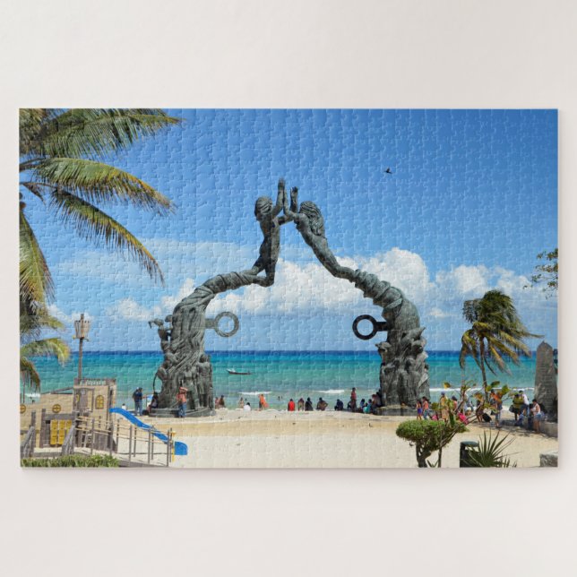 Puzzle Playa del Carmen Mexico Caribbean Beach Statue (Horizontal)