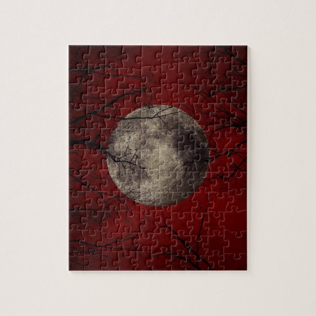 Puzzle Pleine lune gothique avec des arbres de hantise (Vertical)