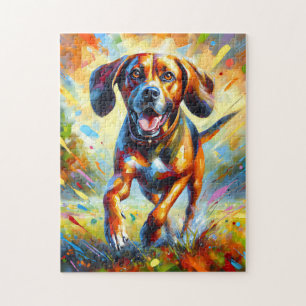 Puzzle Plott Hound Dog Portrait Acrylique Art Imprimer