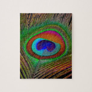 Puzzle Plume de paon cuivré vibrant