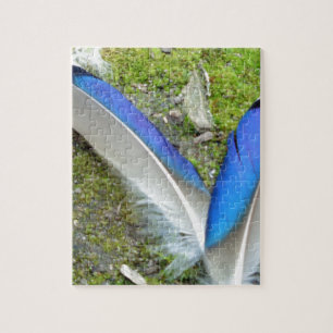 Puzzle Plumes de canard bleu blanc, animal, oiseau