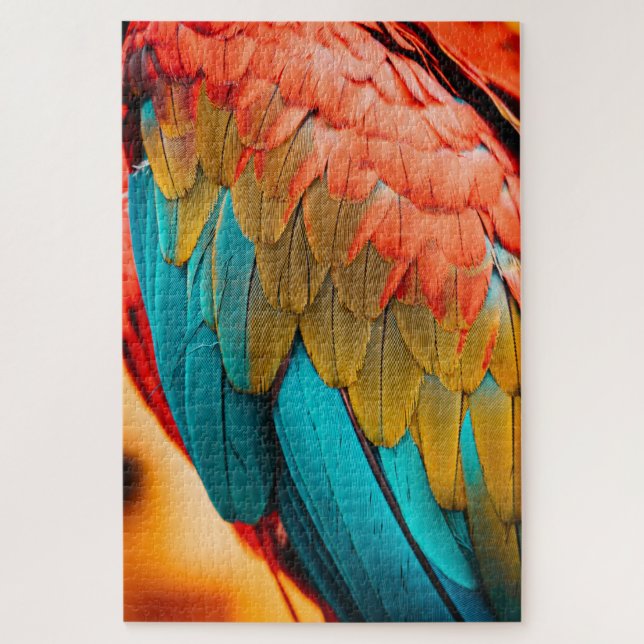 Puzzle Plumes de perroquet de Macaw proches (Vertical)